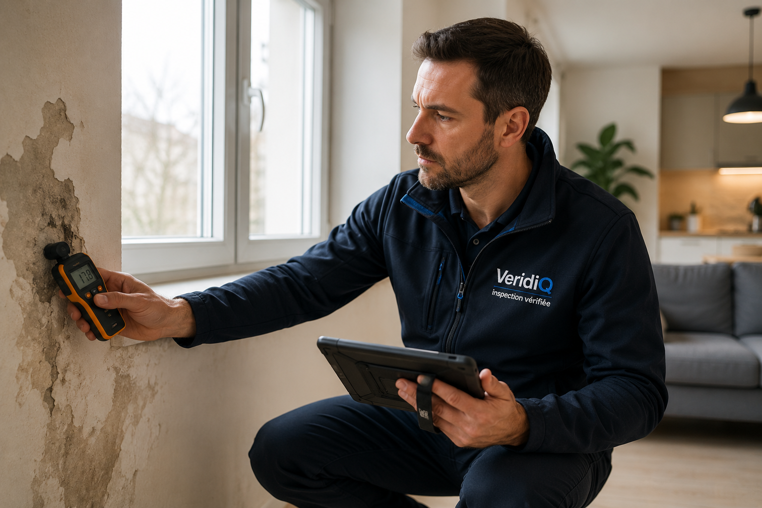 Inspection instrumentalisée : mesure d’humidité et saisie sur tablette